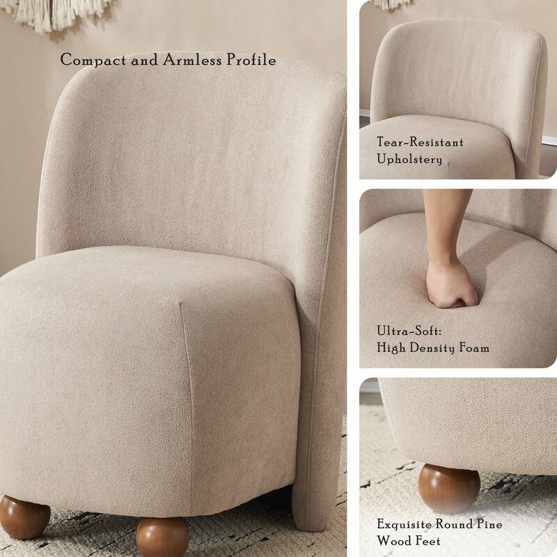 Christopher Knight Home - Eliana Modern Teddy Fabric Accent Chair with Curved Backrest and Legs
