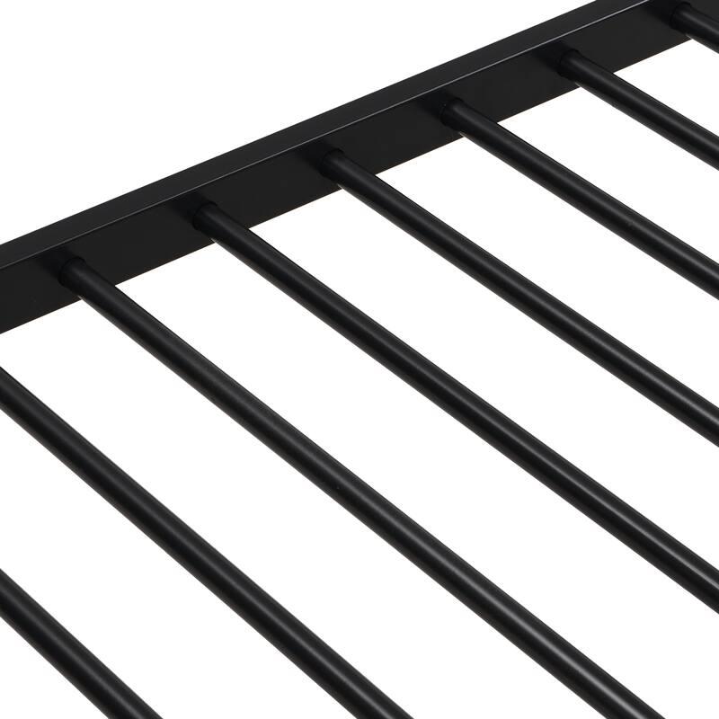 Loft Bunk Bed Twin Over Full Size w/Ladder and Guardrail, Heavy Duty Metal Slats Support No Box Spring Needed, for Bedroom Dorm