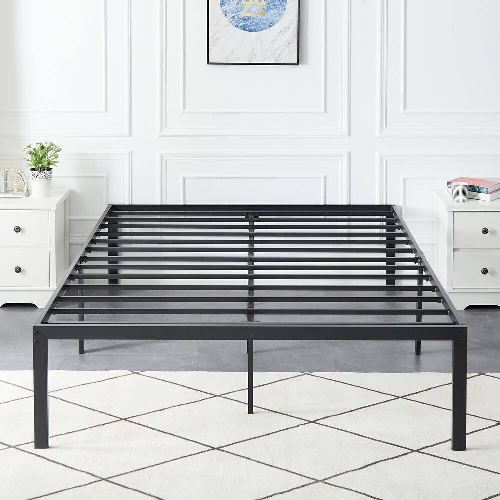 Black Metal Platform Bed Frame, 14.2-inch/16-inch/18-inch platform Bed Frame, 12 Options