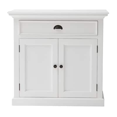 Modern Farmhouse White Accent Cabinet - 33.5" x 35. 4" x 19.7"