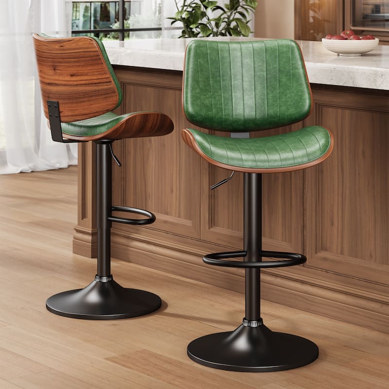 Swivel Adjustable Height Counter Stools, Bar Stools with Backs - 20" W X 18"D X 24-33" H