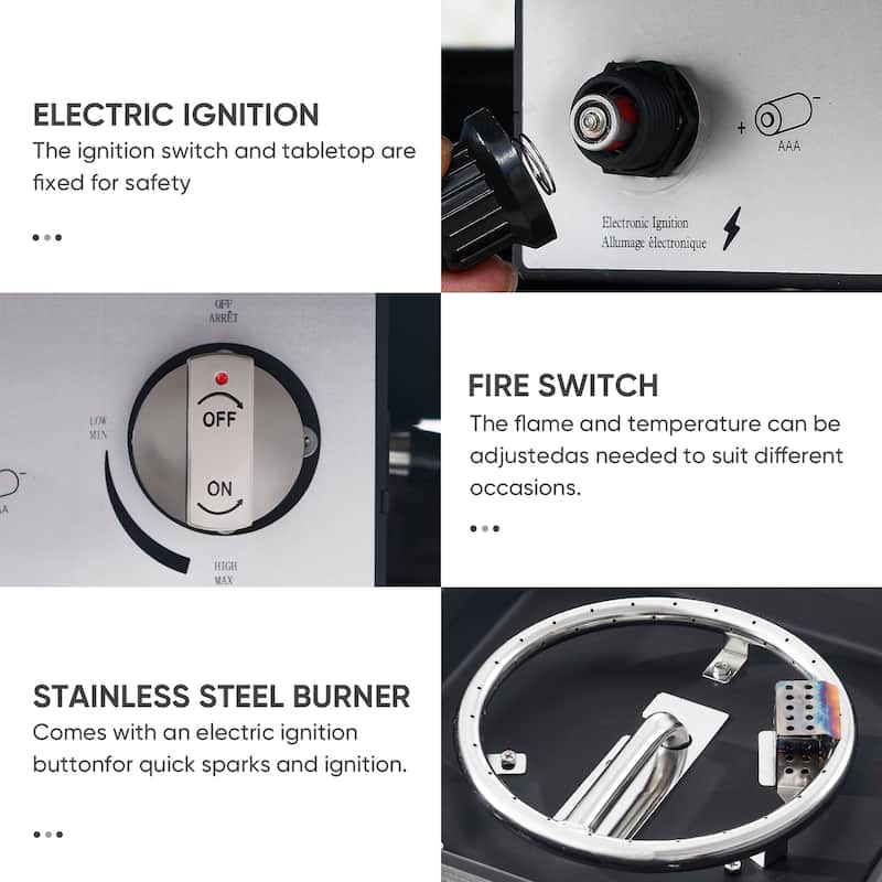 Pocassy Patio Sofa Swivel Chair with Fire Table Funiture Set