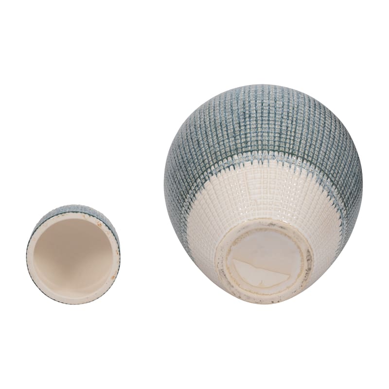 Sagebrook Home Blue Kashion Vase - Stoneware Decor Accent for Modern Living Spaces