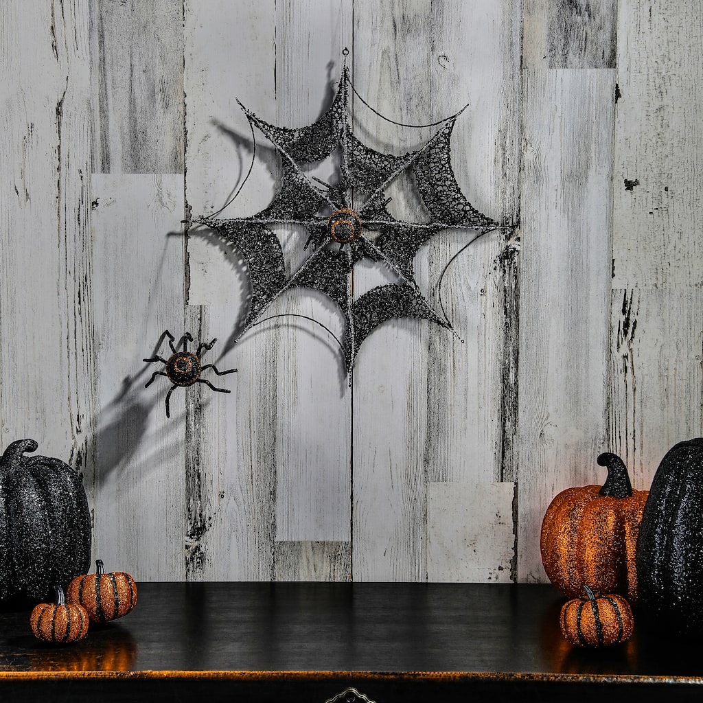 15" Spider Web With Spiders