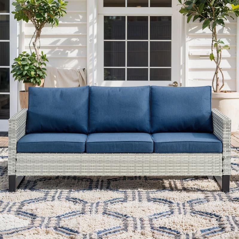 Gymojoy 3-Seat Outdoor Sofa, All-Weather PE Wicker