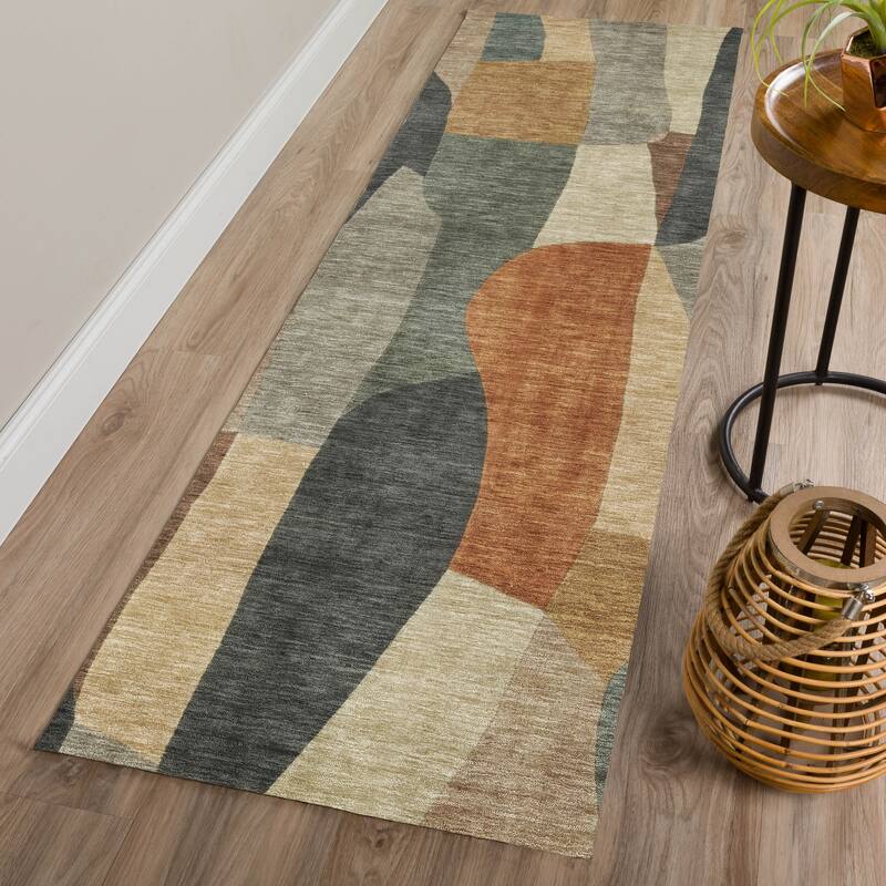 Machine Washable Indoor/ Outdoor Contemporary Layers Chantille Rug