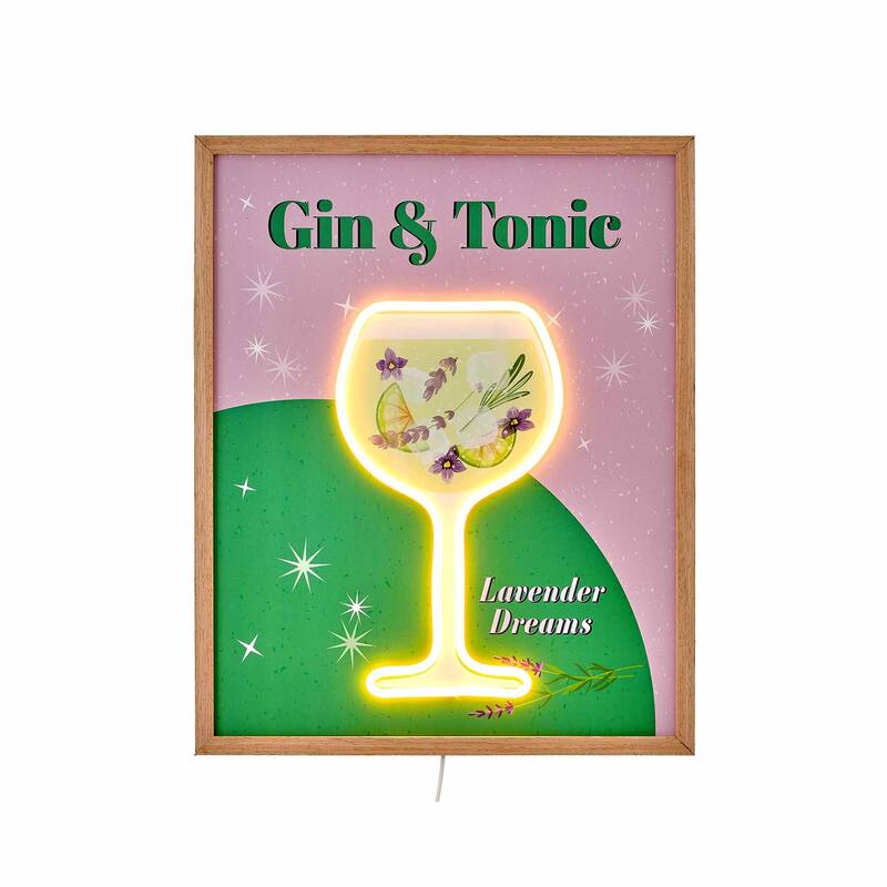 American Art Decor Tipsy Gin & Tonic Framed LED Lavender Dreams Wall Decor - 16" x 20" - 20.62" x 16.62" - Lavendar and Green