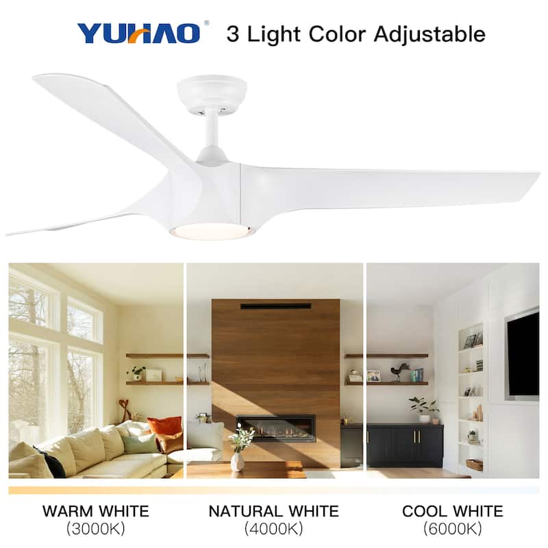 56 in. Matte White Indoor Ceiling Fan with Integrated LED Light Kit and Remote Control - 56 INCHES