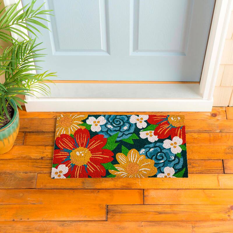 28 in. x 16 in. Big Bold Florals Coir Mat