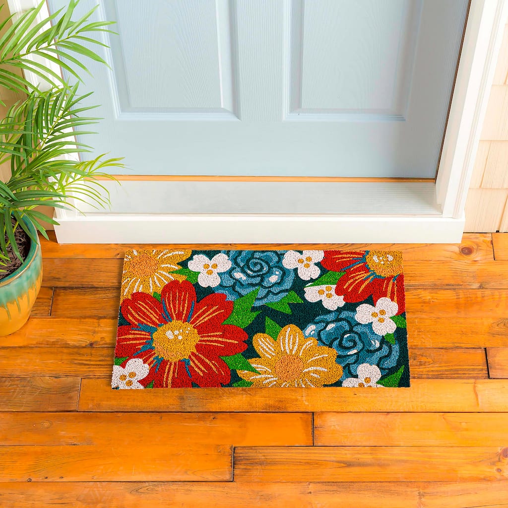 28 in. x 16 in. Big Bold Florals Coir Mat