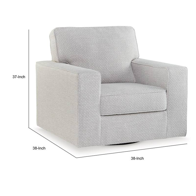 Olivia Swivel Accent Armchair, Light Gray Crosshatch Pattern Polyester