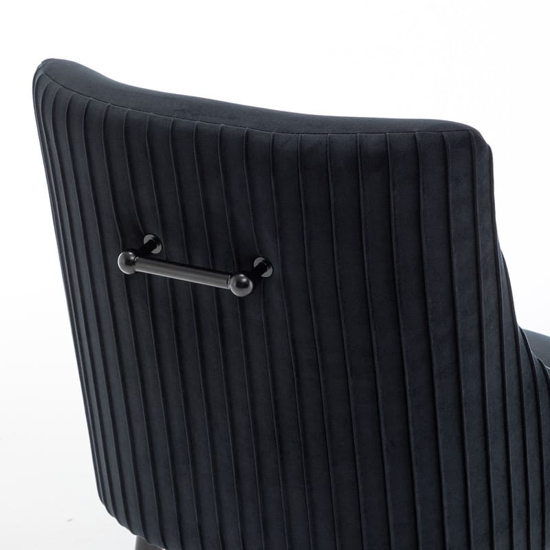 SEYNAR Modern Glam Velvet Black Metal Legs Dining Chair or Vanity Chair Set of 6 with Rear Handle