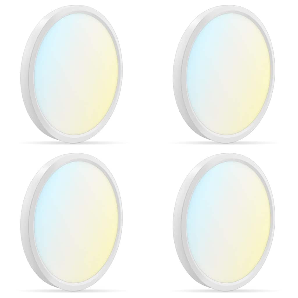 Luxrite 7 Inch LED Flush Mount Ceiling Light, 15W 1000LM, 5CCT 2700K-5000K, Dimmable, ETL 4-Pack