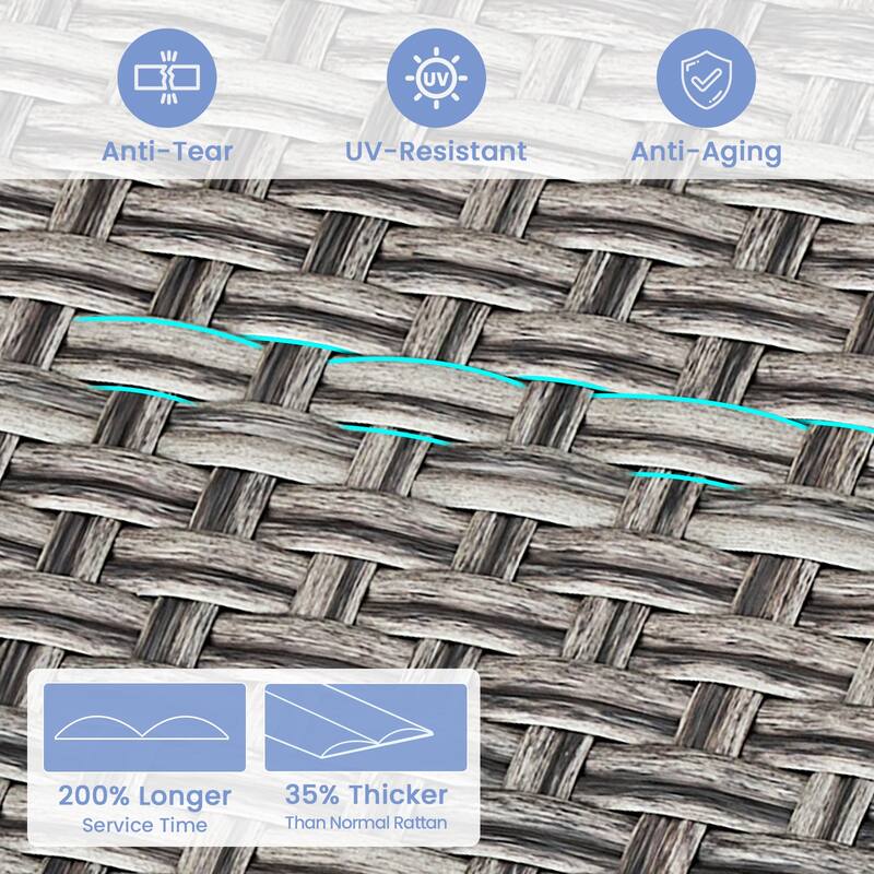 Pocassy 5-Piece Patio Sofa Swivel Glider Chairs Table with Ottoman