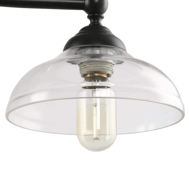 Modern Farmhouse 3-Light Linear Black Chandelier Glass Kitchen Island Lights for Dining Room - W38"x W7.9" x H8.3"