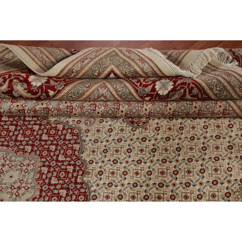 Medallion Tabriz Mahi Oriental Large Rug Handmade Wool Carpet - 10'2"x 14'3"
