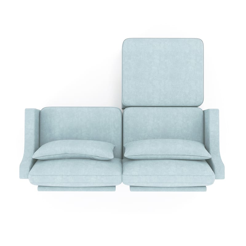 73.2" Chenille 2-Seater Sofa with Ottoman, 2 Lumbar Pillows, High-Resilience Sponge and Solid Wood Frame
