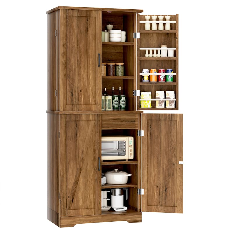 Kitchen Pantry Cabinet with Adjustable Shelves - Freestanding Storage Organizer