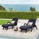 preview thumbnail 12 of 31, Waverly Faux Wicker Chaise Lounges (Set of 2) by Christopher Knight Home Dark Brown + Navy Blue