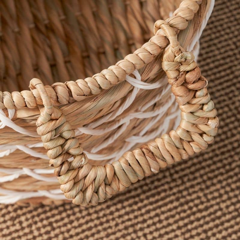 Hubertus Round Water Hyacinth Woven Basket with Handles - 18" x 18" x 15" - Natural Brown - 18" x 18" x 15"