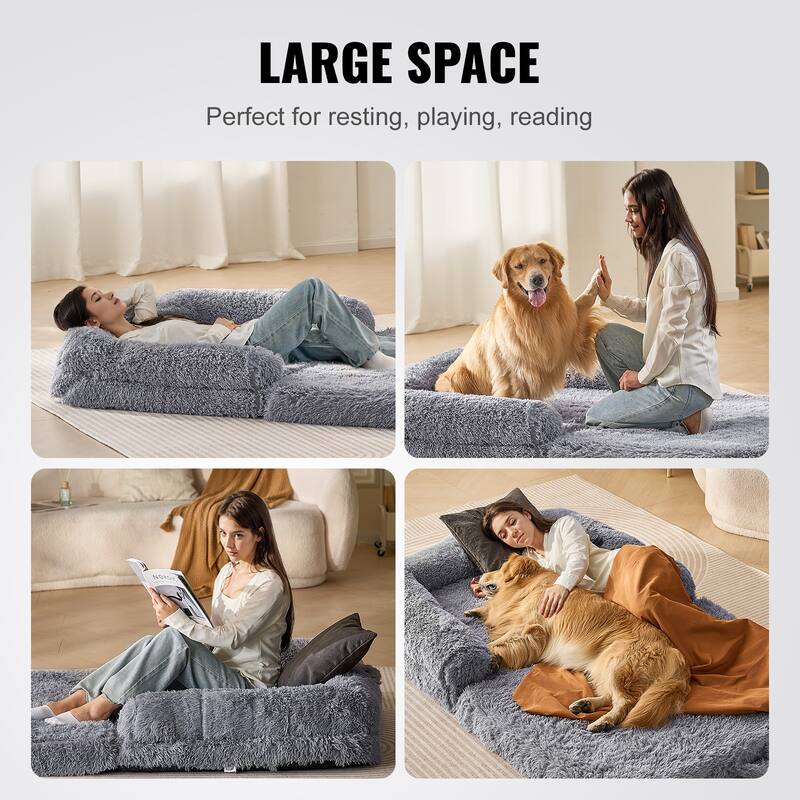 Human Dog Bed for Adult for You and Pet Light Grey
