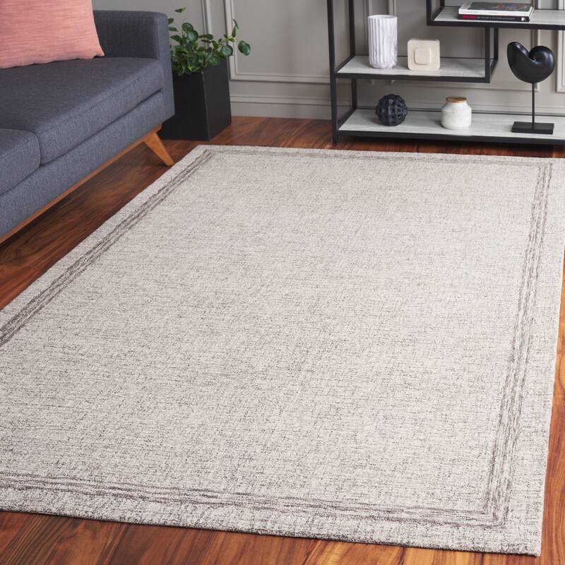 SAFAVIEH Handmade Ebony Sanija Modern & Contemporary Wool Rug - 6' Square - Grey