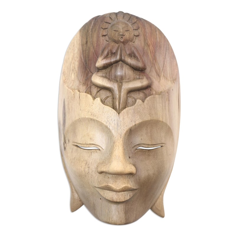 Novica Handmade Meditation Center Wood Mask