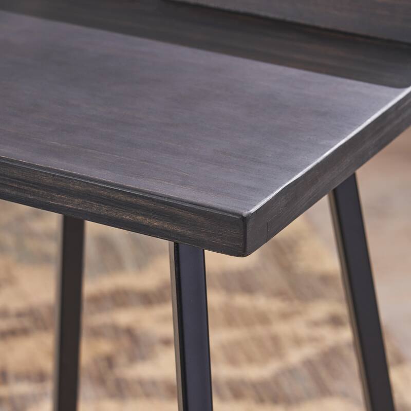 Roomfitters Industrial Metal Barstool Set with Wooden Seat and Backrest, Modern Design for Kitchen or Bar Counter, Set of 2