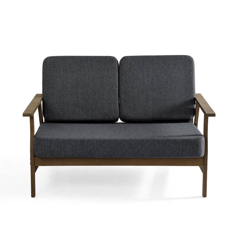 Modern Wood Cushioned 5-Piece Outdoor Patio Conversation Set