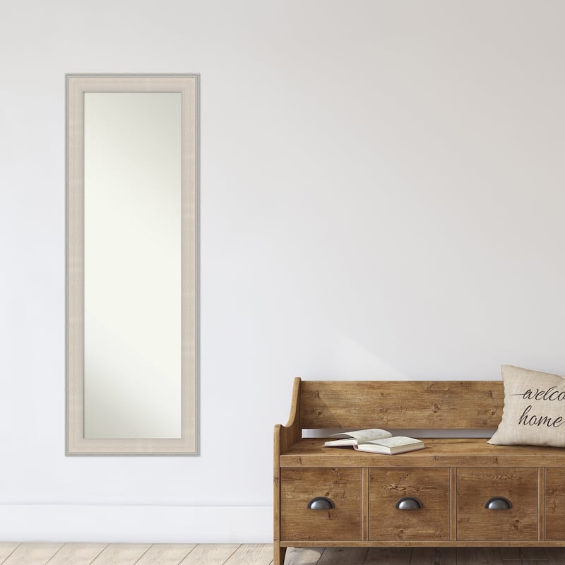 Cottage White Silver Non-Beveled Wood Framed Full-Length On the Door Mirror - Cottage White Silver - Glass Size 14x48