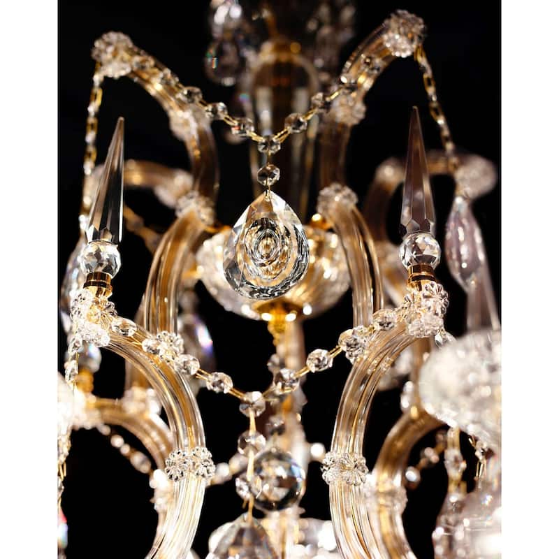 Maria Theresa 35in Wide Gold 15 Light Crystal Chandelier