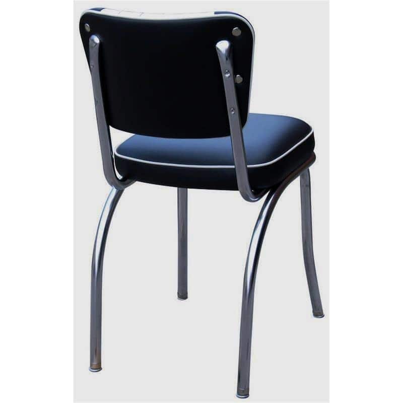 Diner Chair Retro Style Chrome Frame Vinyl Seat - Black White - Restaurant Kitchen Bar - 31.5