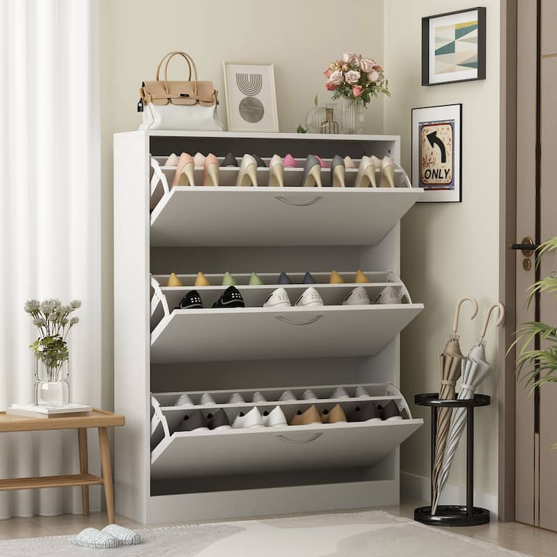 Home Modern 3 Drawer Shoe Cabinet 3-Tier Shoe Rack Storage Organizer