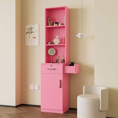 Storage Cabinet With Multi-layer Storage and Hair Desk