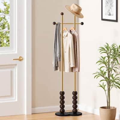 Metal Freestanding Coat Rack with Heavy Duty Marble Base - 70"H x 19.7"W (top) × 17.7"(base) x 9.8"D