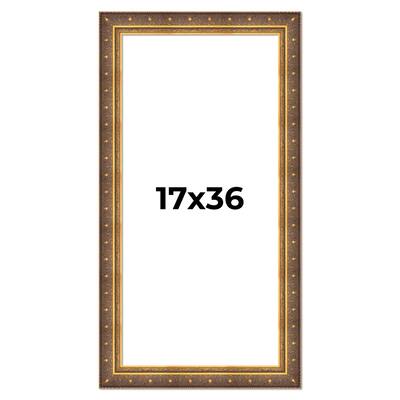 17x36 Frame Vintage Gold Solid Wood Picture Frame | 2.5 Inch Moulding