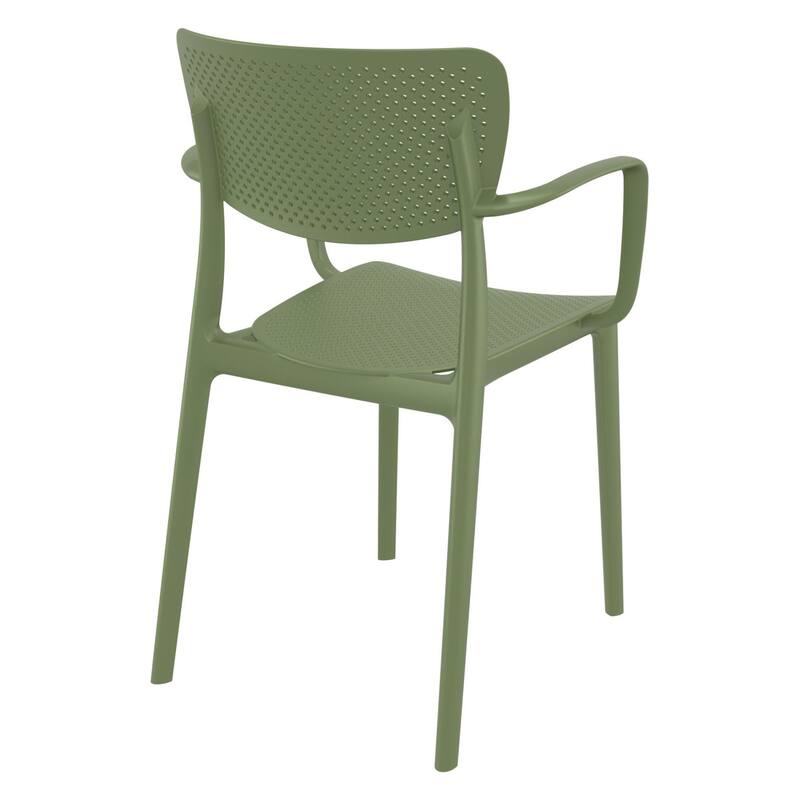 33" Olive Green Stackable Patio Dining Arm Chair