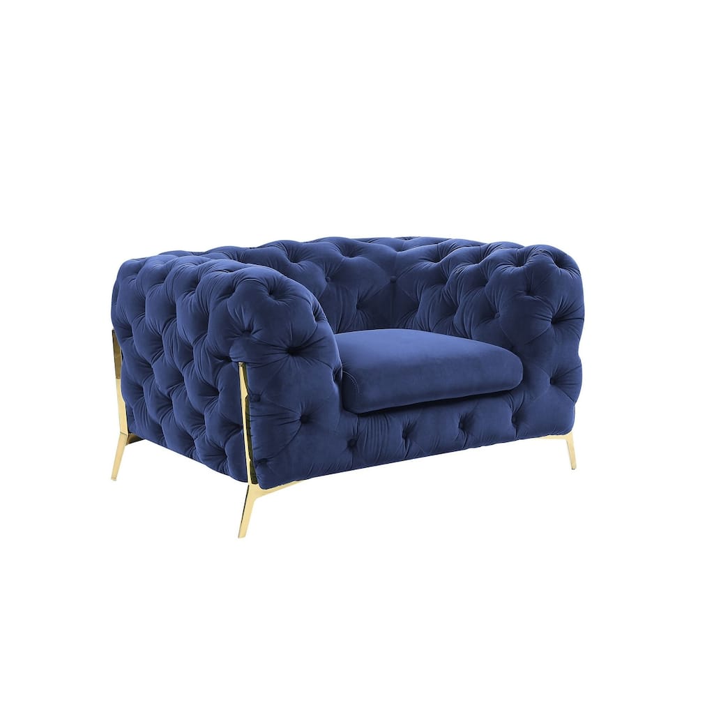 Divani Casa Quincey Transitional Blue Velvet Chair