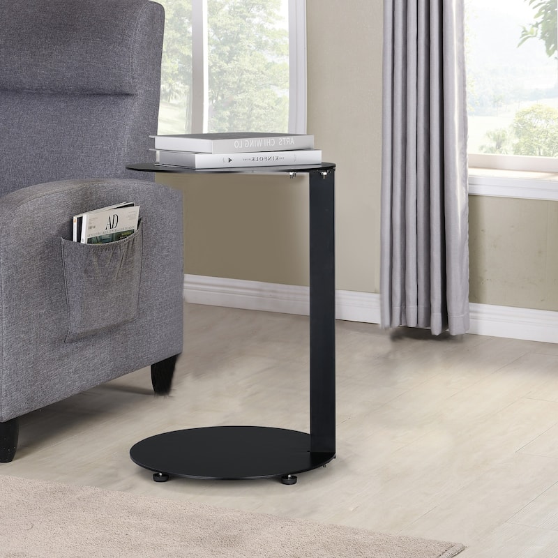 Black End Table - Slide Under Sofa Coffee Table
