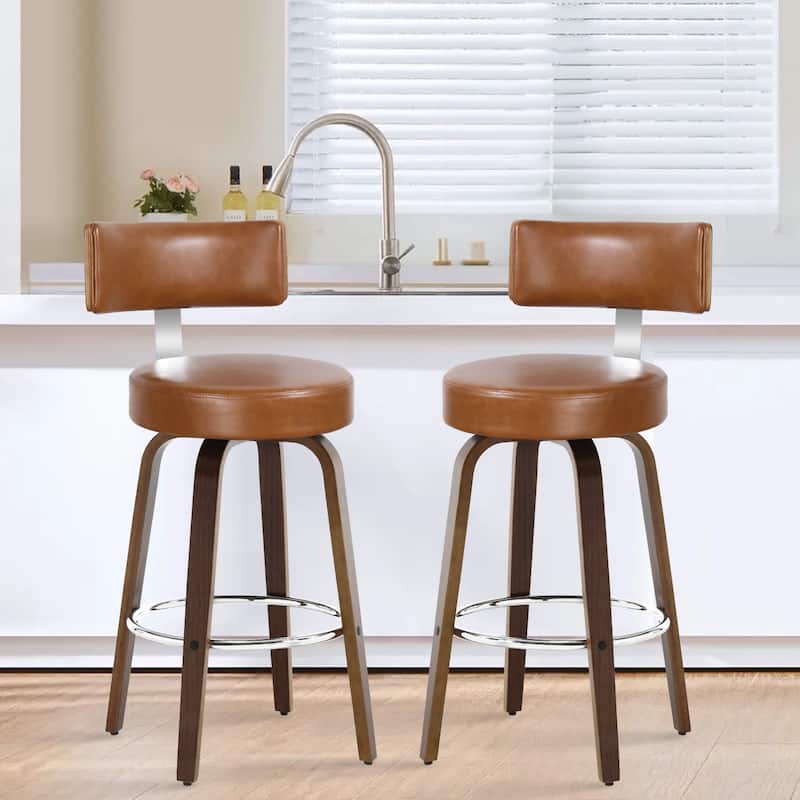 Faux Leather Upholstered Swivel Counter/ Bar Stools Set of 1/2/4