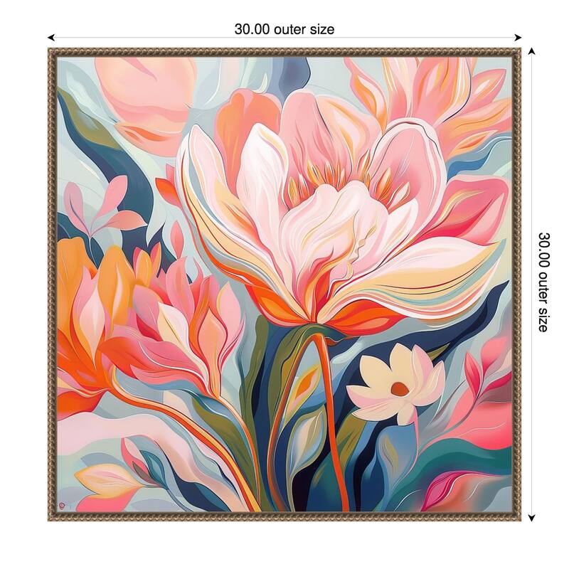 Floral Model Painting by Tradelink inhouse artist Framed Canvas Wall Art Print - 30 x 30 in