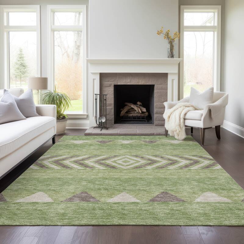 Machine Washable Indoor/ Outdoor Global Boho Chantille Rug