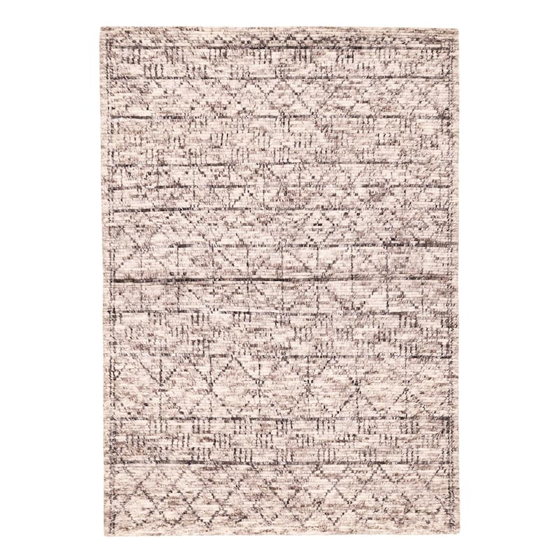 ECARPETGALLERY Hand-knotted Tangier Cream, Taupe Wool Rug - 5'5 x 7'7