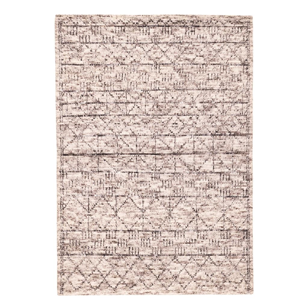 ECARPETGALLERY Hand-knotted Tangier Cream, Taupe Wool Rug - 5'5 x 7'7