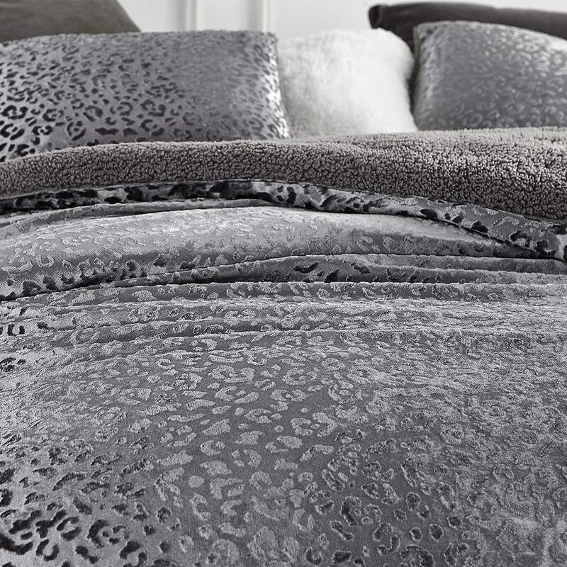 Primal Leopard - Coma Inducer® Oversized Comforter Set - Silver Black