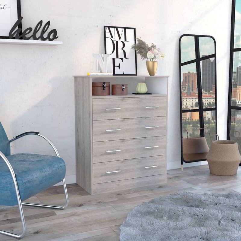 Dover 4-Drawer Rectangle Dresser Light Gray - Light Gray