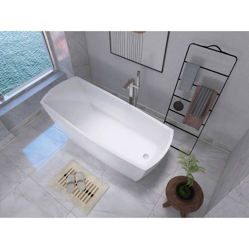 Peter Soaking Single Slipper Rectangular Bathtub in Glossy White