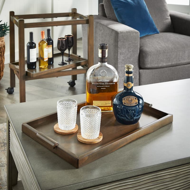 Dolores Wood Finish Folding Bar Cart with Two Detachable Trays by iNSPIRE Q Modern