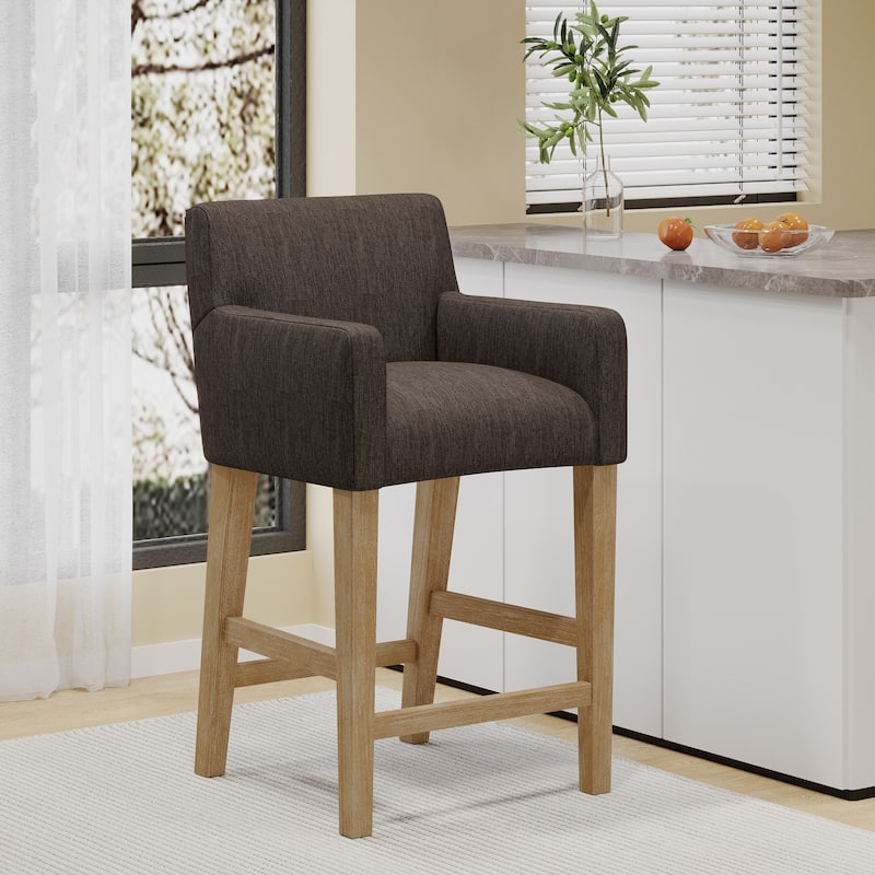 Armga Upholstered 26 inch Counter Stool by Christopher Knight Home - Brown/Weathered Brown