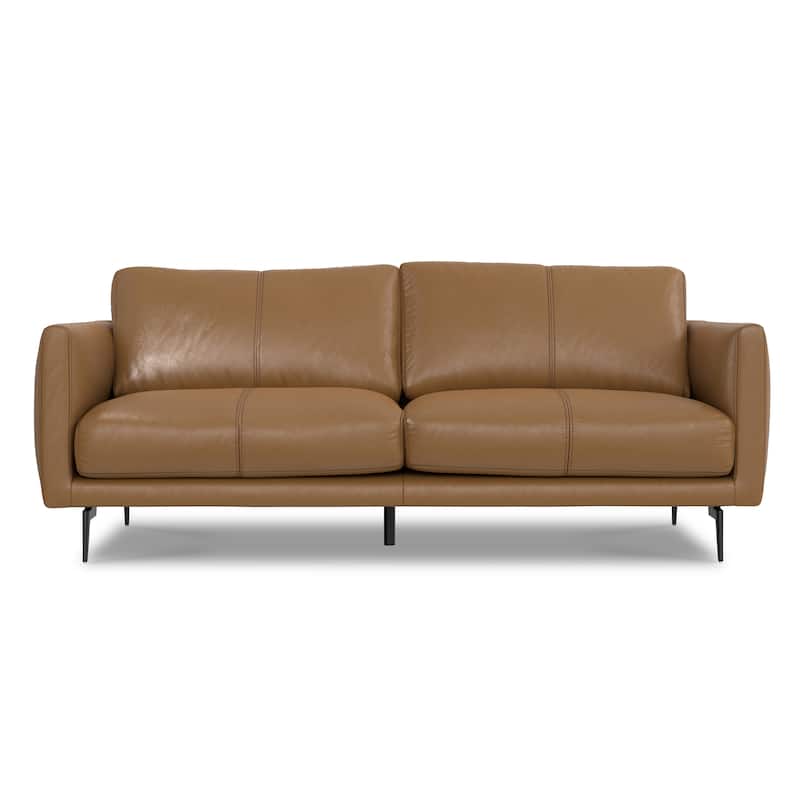 WYNDENHALL Danbury Modern Mid-Century 81" Wide Sofa in Genuine Leather